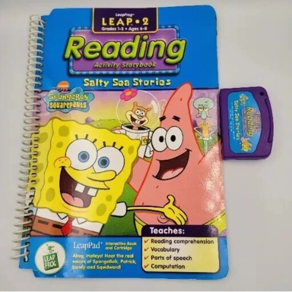 LeapFrog Leap 2 Reading G1-3  Sponge Bob Salty Sea Stories Book & Cartridge Used